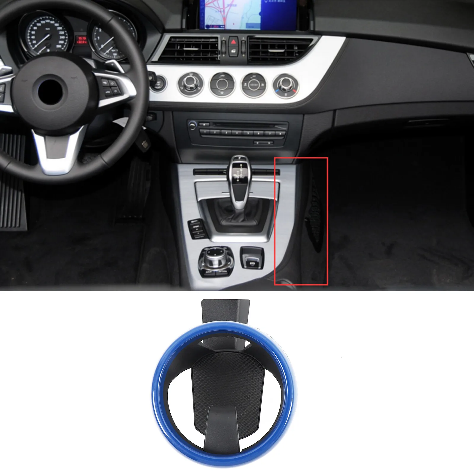 Carbon Steel Black Car Center Console Side Additional Beverage Cup Holder Trim Car Accessories For BMW Z4 E89 2009-2015