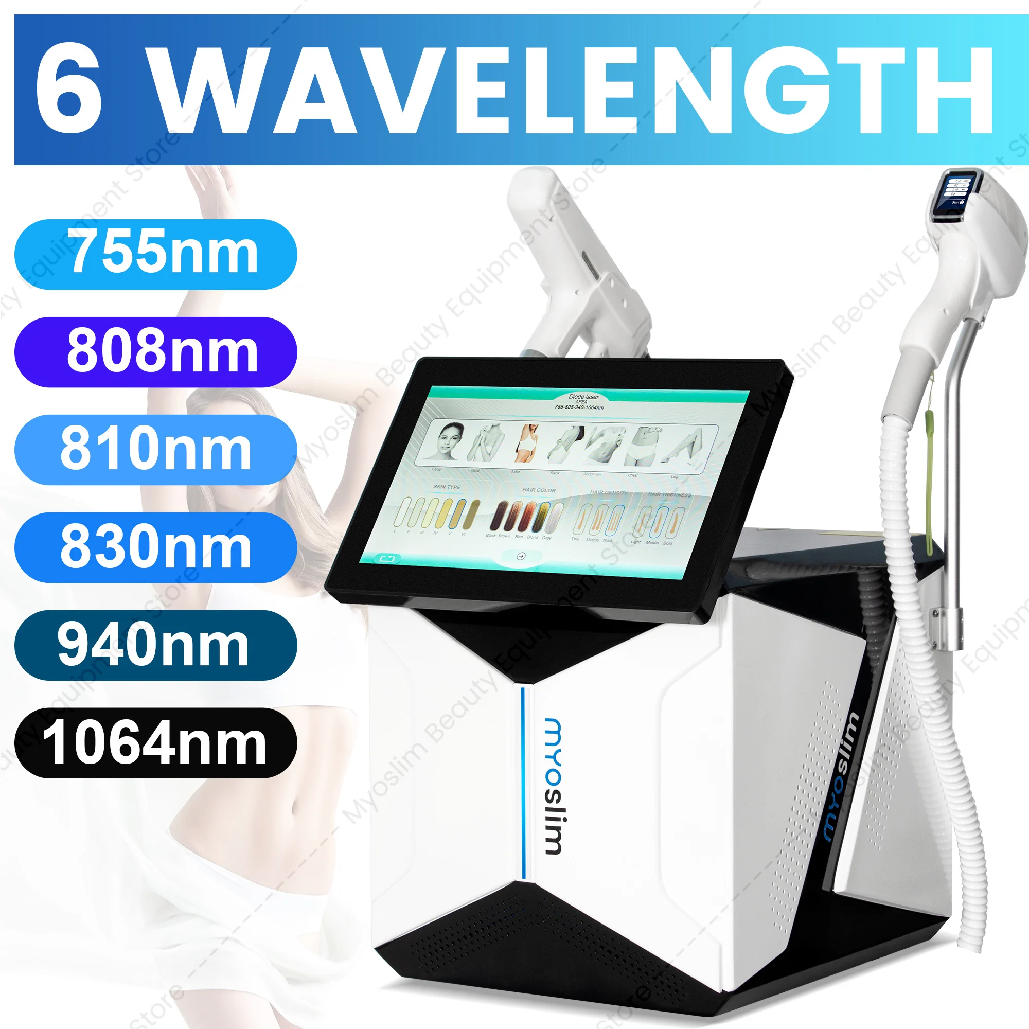 2-in-1 System: 6-Wavelength 808nm Diode Laser for Permanent, Painless Hair Removal & Picosecond Tattoo Removal Machine (6000W)