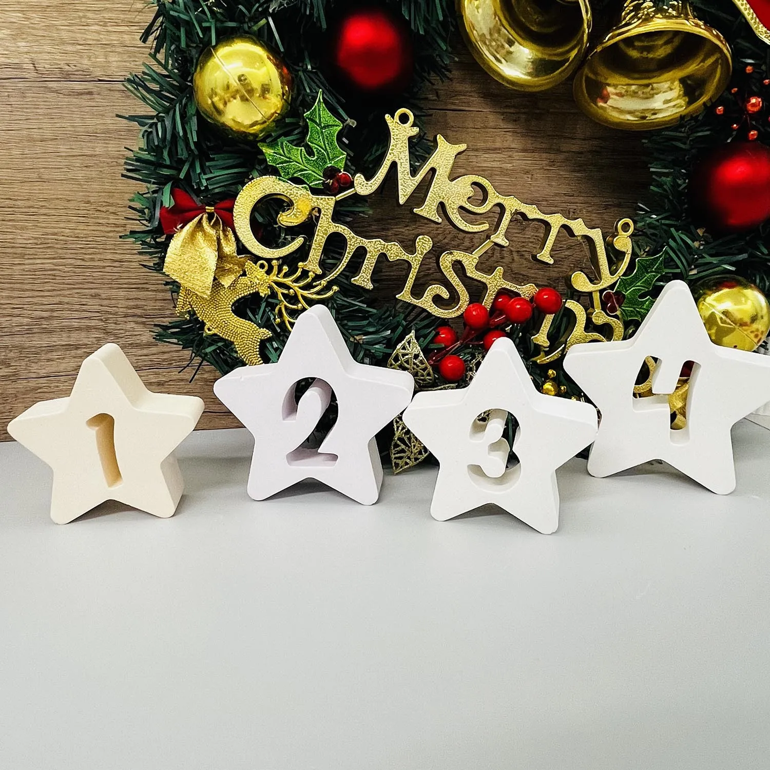 Five-pointed star 1234 silicone mold Christmas 1234 mold five-pointed star decoration plaster mold cement mold Home Decor