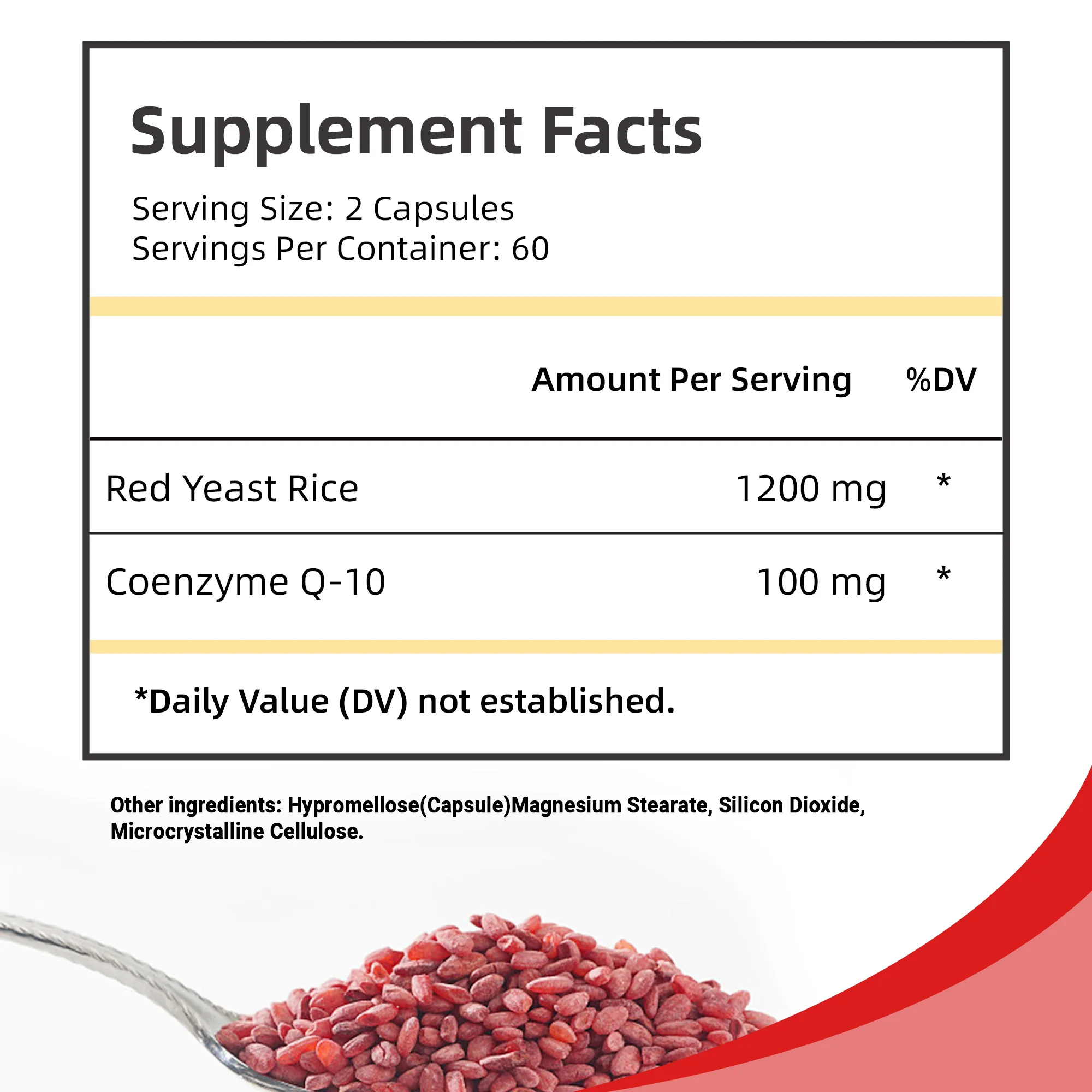 Red Yeast Rice + CoQ10 - Supports Heart, Cardiovascular Health, and Maintains Healthy Cholesterol Levels - 120 Capsules