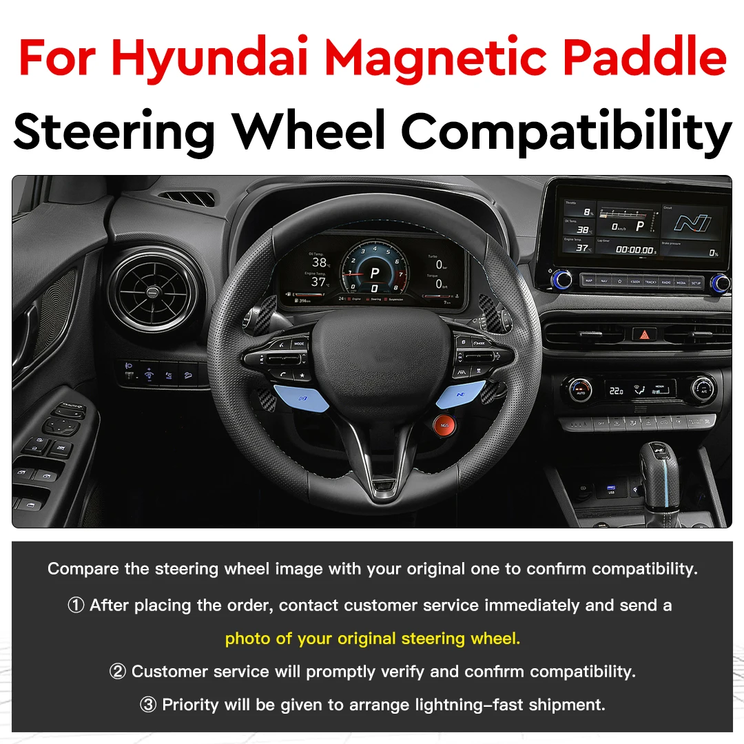 TDD Glossy Carbon Fiber Magnetic Paddle Shifters For Hyundai N/GT i30N Kona N Elantra N Veloster N Steering Wheel Shift Paddle