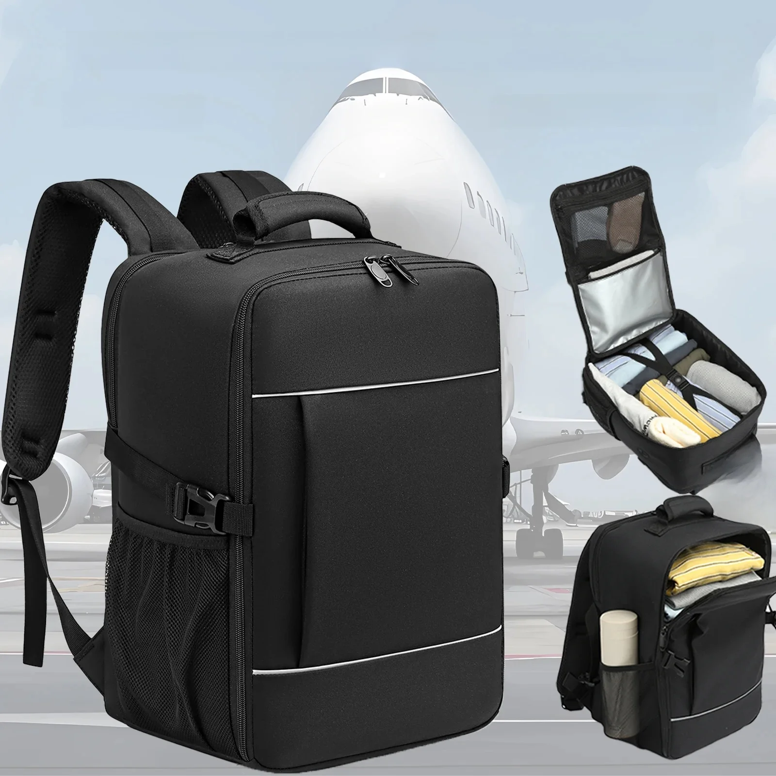 Sacs à dos de voyage 40x20x25, sac de cabine ryanair, valise à main unisexe, sac à dos pour ordinateur portable de 15.6 pouces pour l'école, bande réfléchissante de nuit