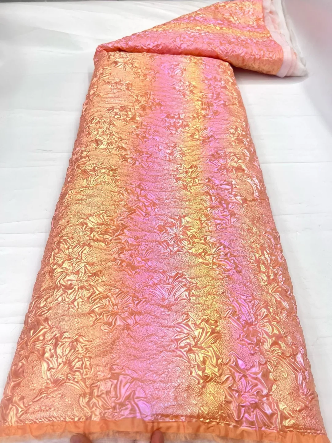 African Brocade Jacquard Lace Fabric High Quality 5 Yards Gilding 2026 Nigerian Organza Tulle Lace Fabric for Women Dress AT2958