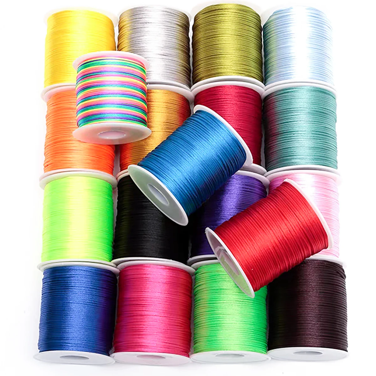 100m/Roll 2mm Nylon Line Cord Rat Tail Silk Forging Chinese Knot Thread Colorful Macrame Bracelet Braided Rope Jewelry Thread