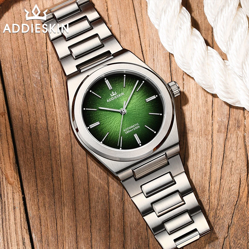 ADDIESKIN K001 Men's Automatic Watch Green Jungle Dial 39mm Ultra-Thin Sapphire Crystal Miyota 9015 Luminous Outdoor Explorer