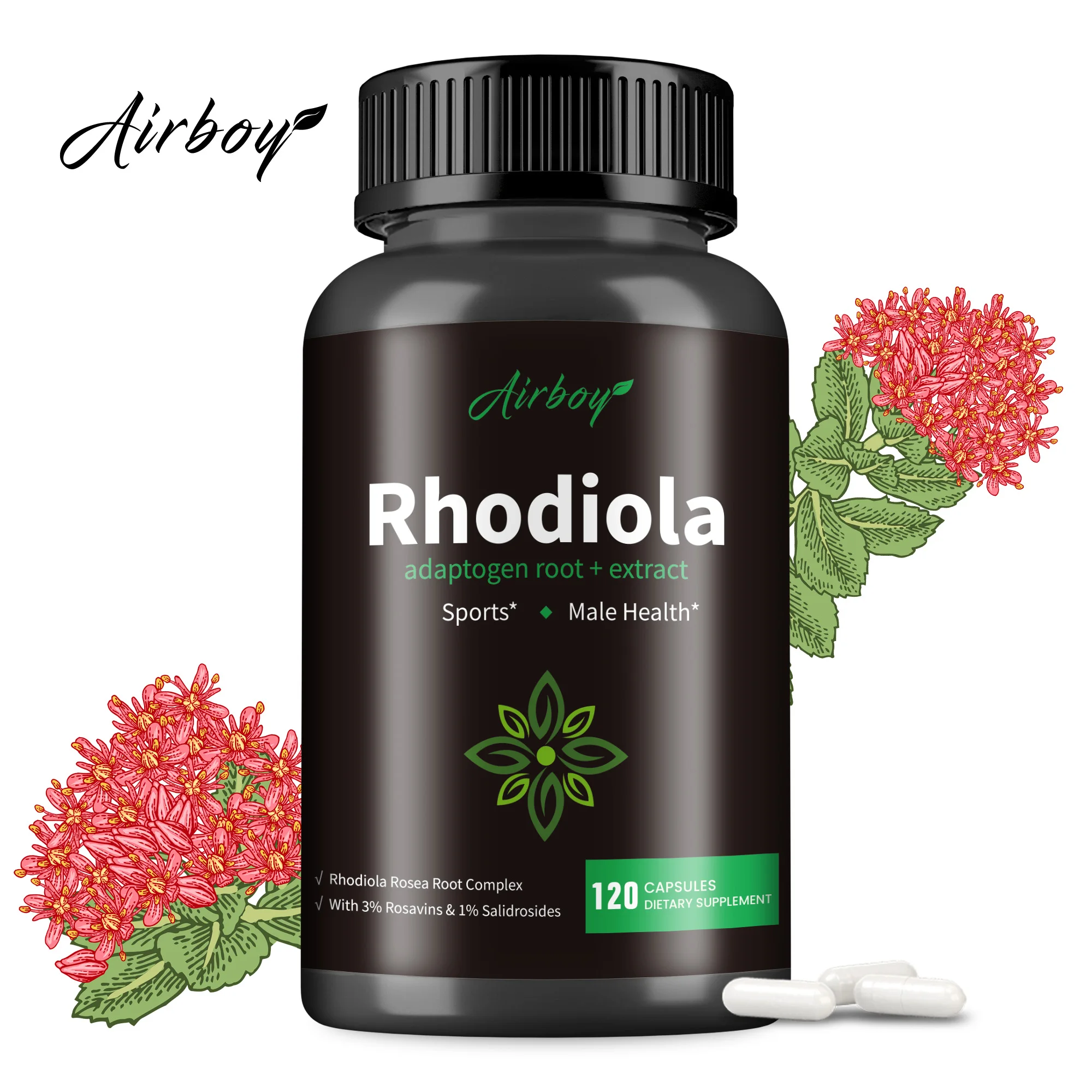 Rhodiola Rosea Capsules - Boosts Energy and Stamina, Relieves Stress, Improves Mood, and Enhances Focus - 120 Capsules