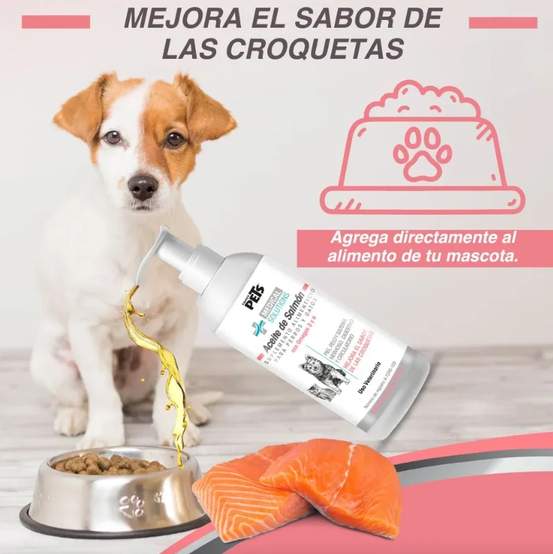 الحيوانات الأليفة الفاخرة. زيت السلمون السيدة للكلاب والقطط 490 مل مع أوميغا 3، دارا وإيبا. يعزز البشرة الصحية، معطف لامع، ويقلل من الالتهابات الجلدية، ويحسن وظائف الجهاز الهضمي