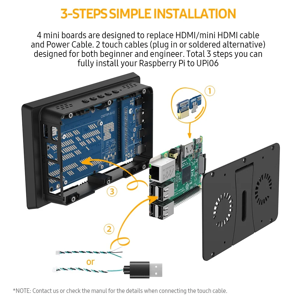 Raspberry Pi Case with TouchScreen & Fan EVICIV UPi B7 Portable Monitor RasPi 4 Touch Screen USB C HDMI RPi Display Rasberry Kit