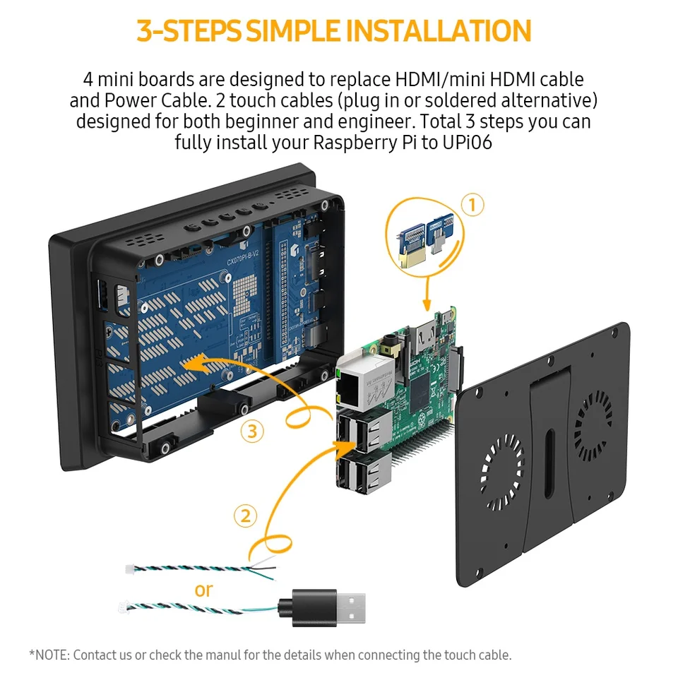 タッチスクリーンとファン付き Raspberry Pi ケース EVICIV UPi B7