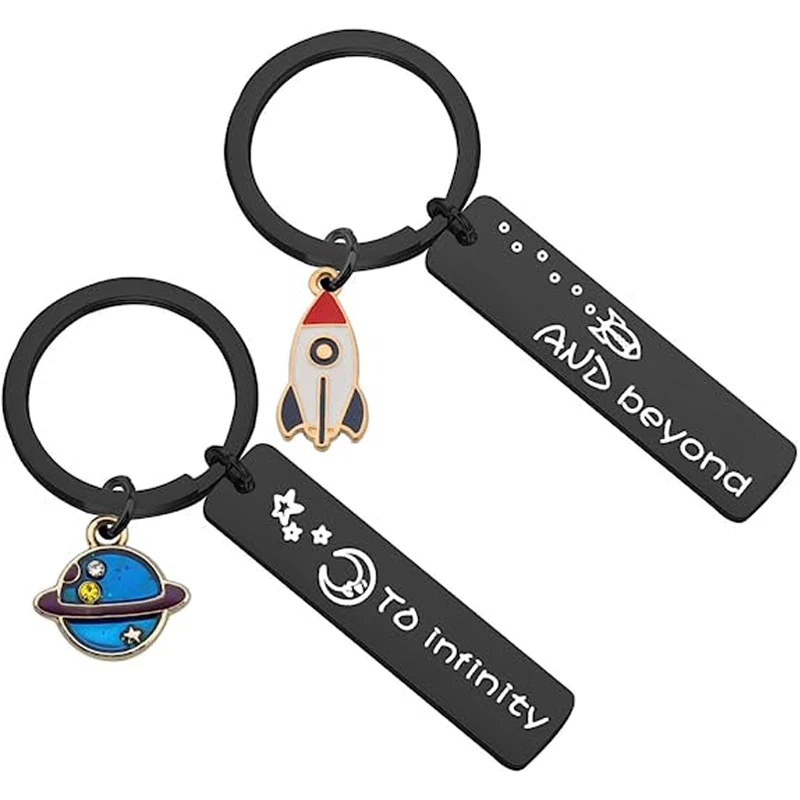 2 Pcs Couples Keychain Keyring I Love You to Infinity and Beyond Boyfriend Girlfriend Gift BFF Daughter Son Boys Girls Gift