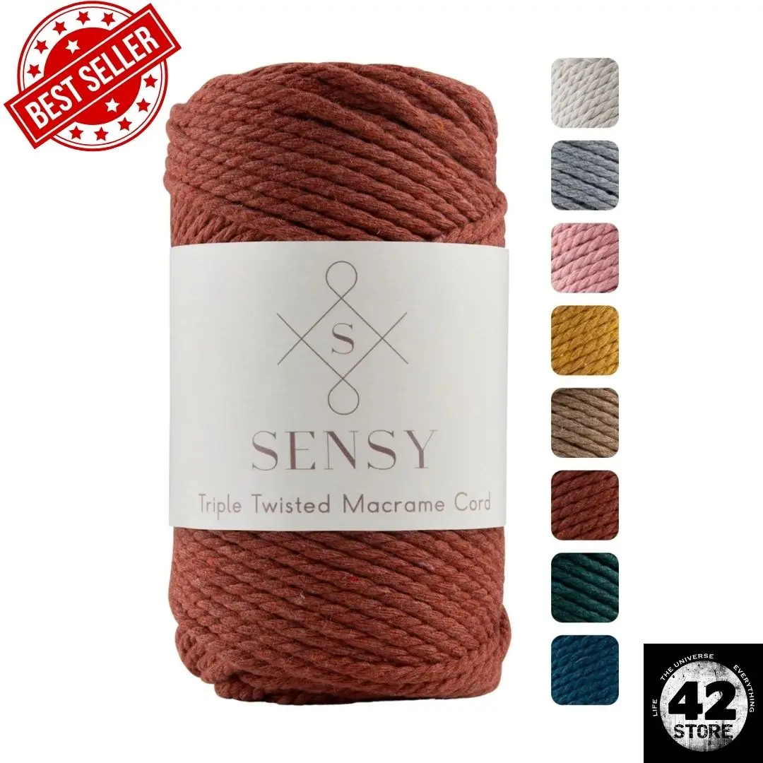 Premium 3 Twist Cotton Combed Macrame Rope Hobby Rope- Colore: Brick Color 250gr