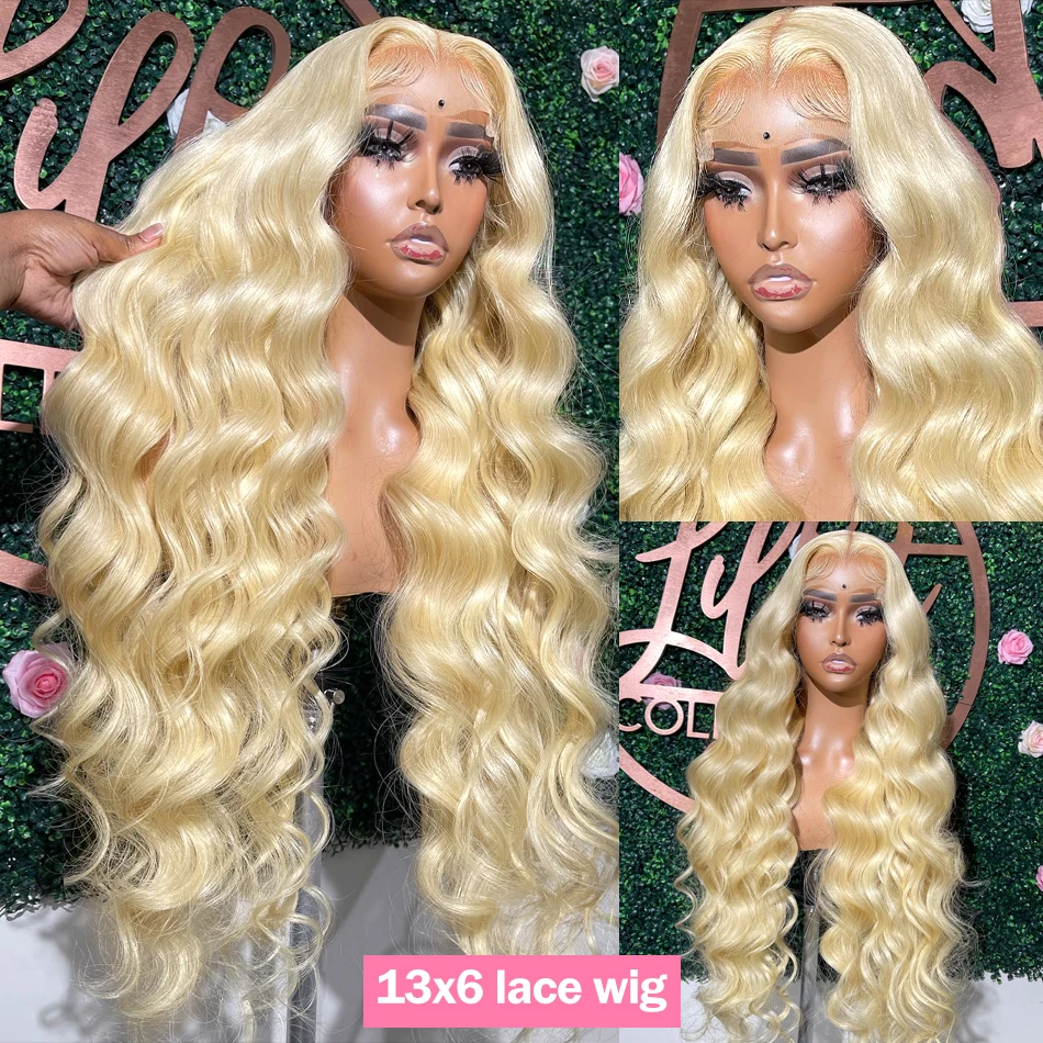 Perruque Lace Front Wig Body Wave Naturelle, Cheveux Humains, Couleur Blond Miel 613, 13x6, 613, pour Femme