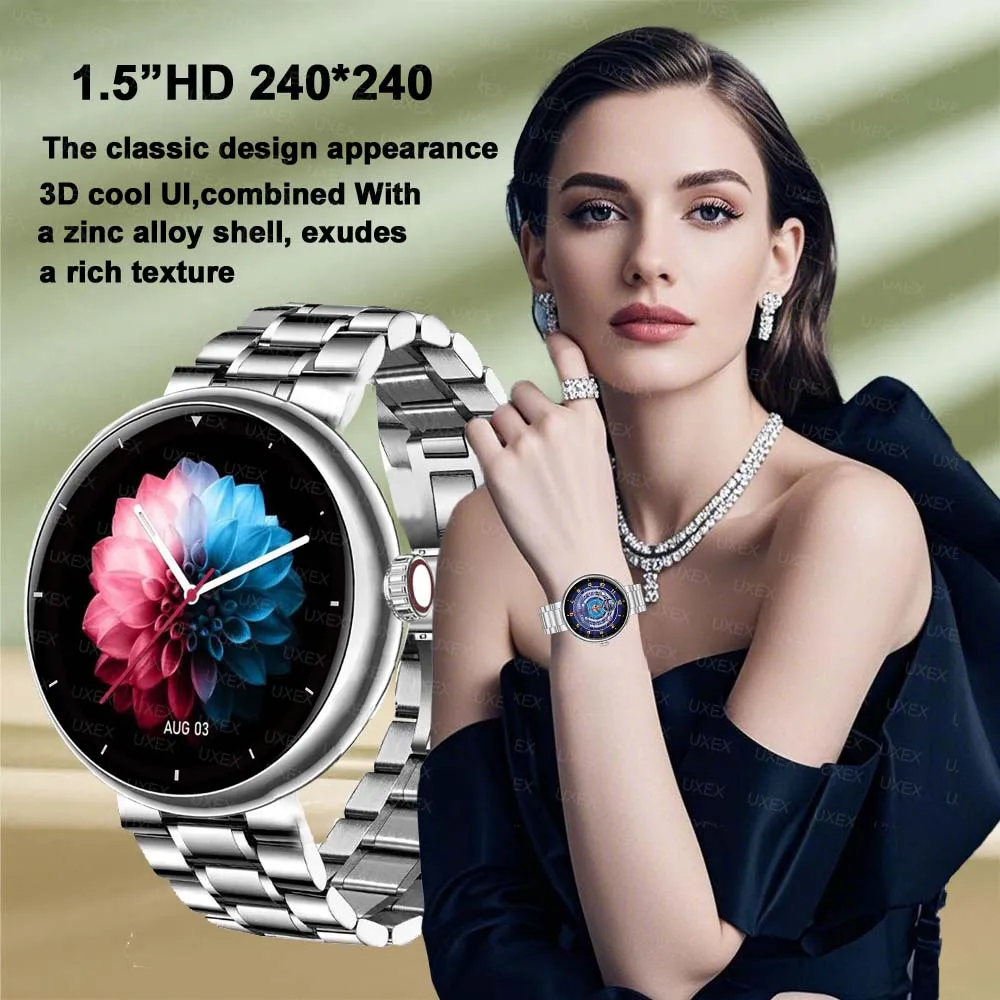 هدية مفاجأة جديدة ساعة ذكية رجل 1.5 بوصة HD شاشة كاملة ثلاثية الأبعاد UI مكالمة لاسلكية الصحة المقتفي صور مخصصة الساعات الذكية السيدات 2025