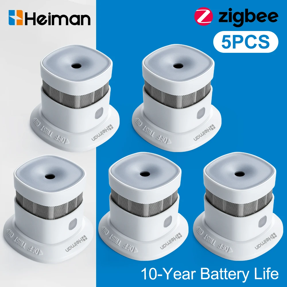 HEIMAN Zigbee Rookmelder – Brandalarmsensor, Hoge Gevoeligheid, Smart Home Systeem, Veiligheidsbescherming, Gratis Verzending