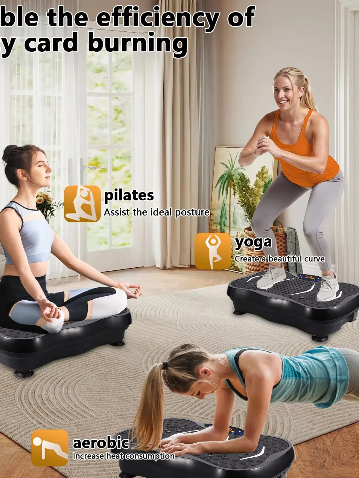 Ultraflache Vibrationsplatte Trainingsgerät Elektrischer Fettverbrenner Körperformer für Heimgymnastik, Gewichtsreduktion Fitness-Trainingsgerät Auto-Start/Stopp, Touchscreen-Panel, Bluetooth-Musik,