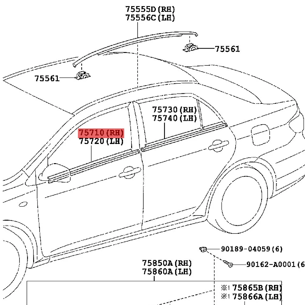 WeatherStrip Window Molding Trim Seal Belt Compatible with AXIO Fielder 2006-2012 75710-022 Window Stripping Outside 4pcs