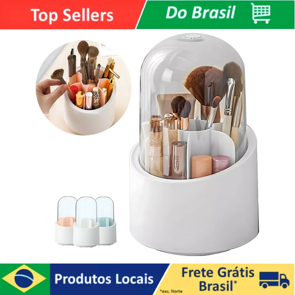 Maquiagem-Organizador giratorio, 360 °, Pincel, Lápis, Batom