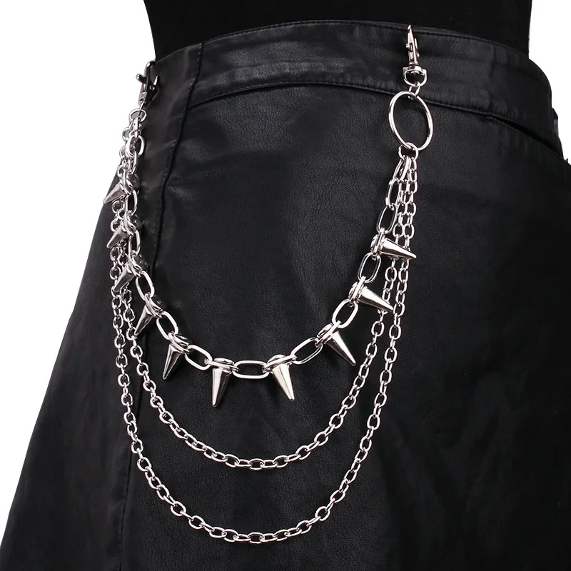 Hip Hop Punk Rock Metal Spodnie Łańcuch w talii Mężczyźni Kobiety Łańcuch na klucze Spodnie Łańcuch Portfel Brelok Jeans Unisex Hip-hop Biżuteria Prezent — 2