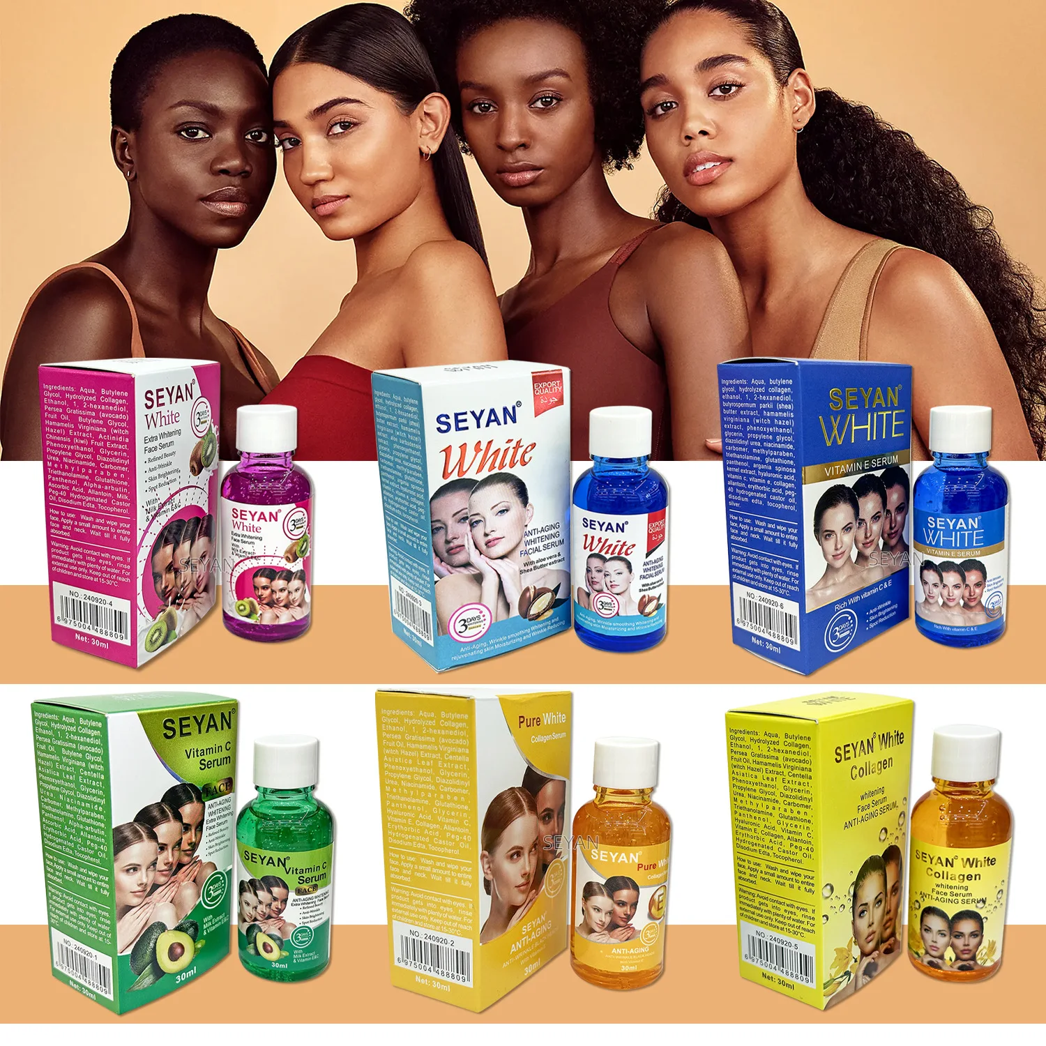 

Vitamin E Skin Care Brightening Collagen Repairing Anti Aging Nourishing Black Removing Extract Face Serum Skin Care 30ml