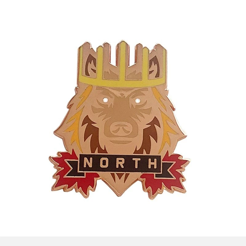 Customize cool yellow and red lion lapel pin Wholesale Unique Quality College Design Style hard enamel zinc alloy Badge For Gift