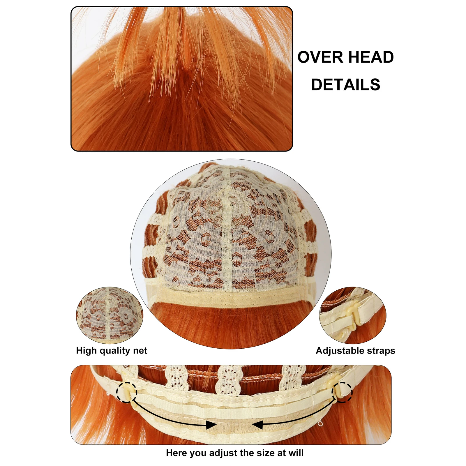 Synthetic Short Straight Sky-high braid Orange Cosplay Wig for Halloween Carnival Comic Exhibition