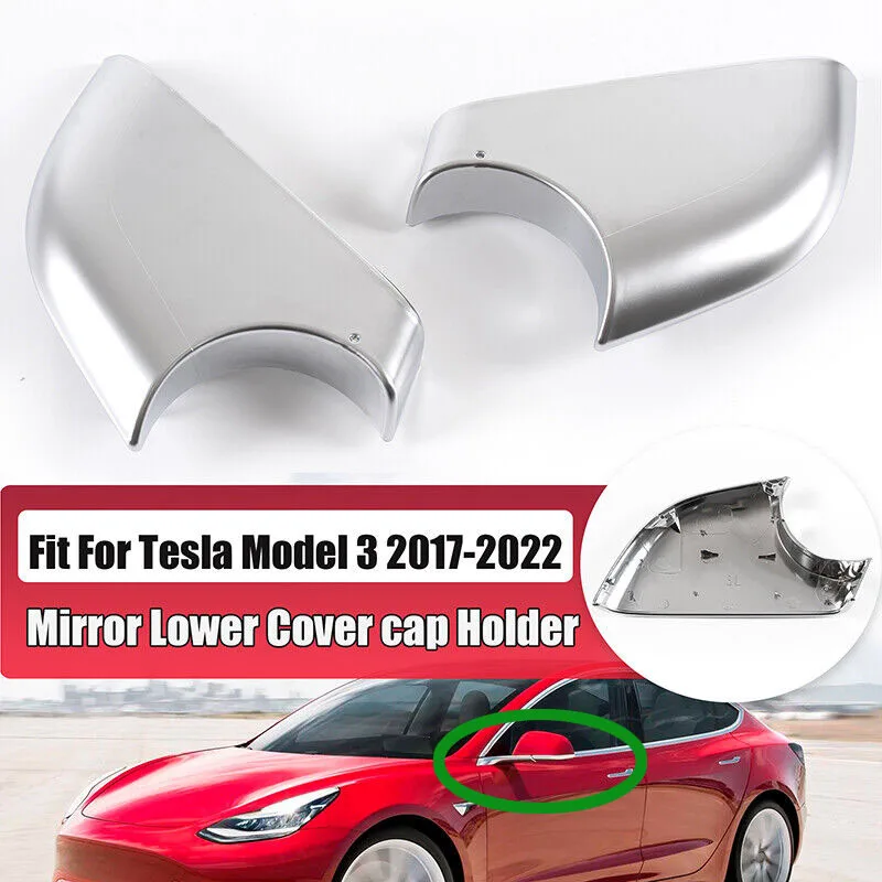 Car Side Door Wing Rearview Mirrors Lower Cover Holder for Tesla Model 3 2017 2018 2019 2020 2021 22 Chrome 2287.3005 2287.3006