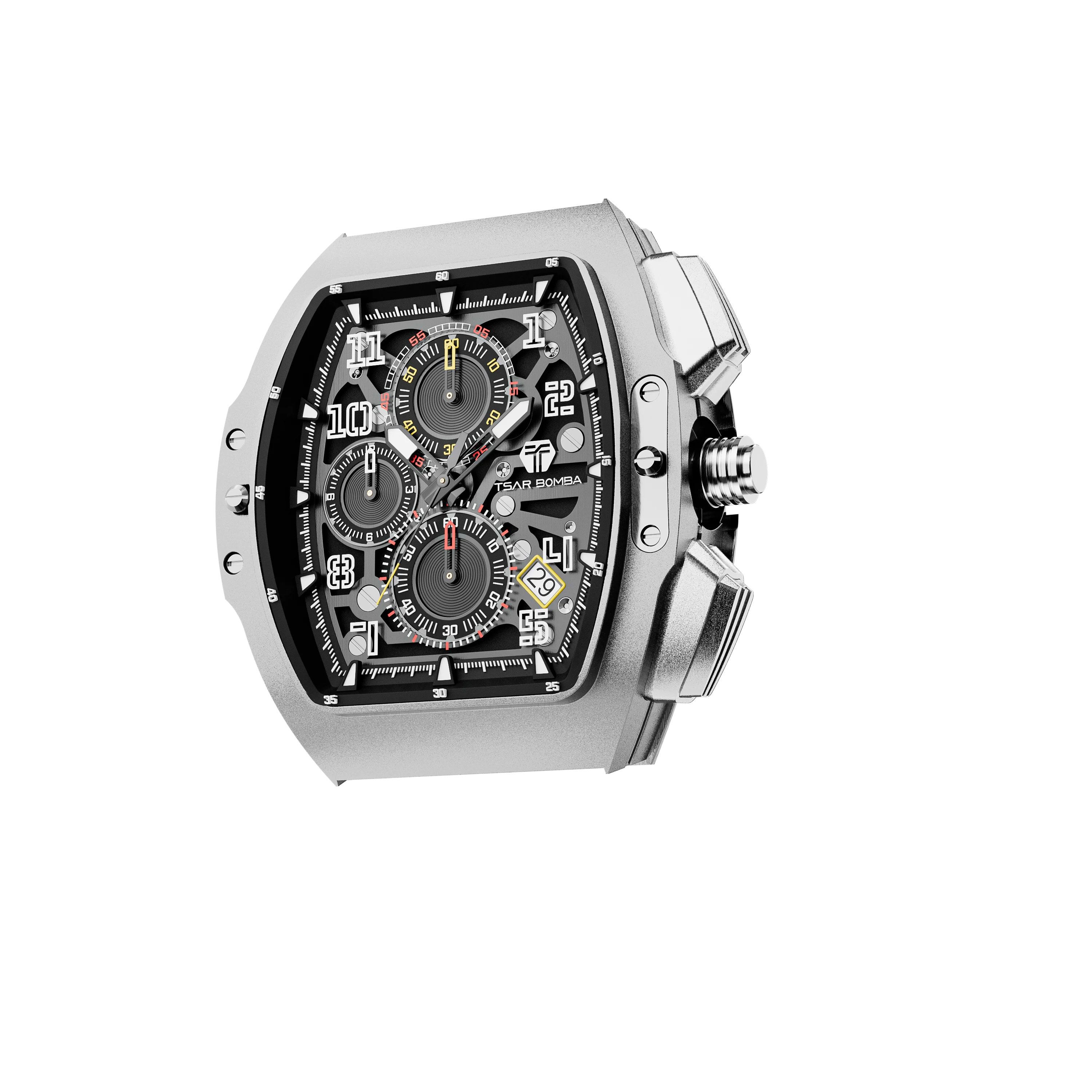 TSAR BOMBA 8214 Watch Case Assembly, Modular Customizable Watch Component, 316L Stainless Steel Case, Sapphire Crystal, 10ATM