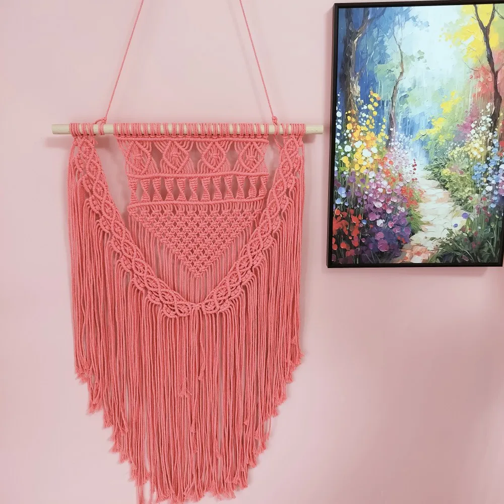 

Macrame Wall Tapestry Hand Woven Tapestries Large Long Hanging Decorations Craft Rustic Patio Balcony Living Room Bedroom Decor