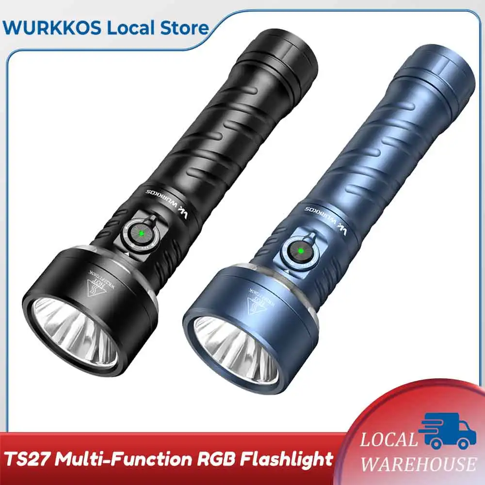 Wurkkos TS27 3200 Lumenów Super Jasna Latarka Zasięg 845 Metrów Oświetlenie RGB Wbudowana Funkcja Ładowania z Funkcją Odwrotnej Ładowarki Niezbędna Latarka Kempingowa Bezpośrednia Wysyłka z Lokalnego Magazynu