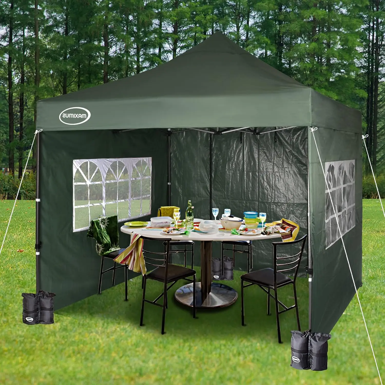 MAXIMUS HEAVY DUTY POP UP GAZEBO 3m x 3m COMMERCIAL MARKET STALL WITH 4 WEIGHT BAGS (4 Walls)