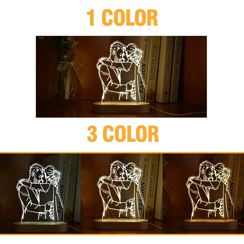 Dropshipp Lampada fotografica 3D personalizzata Supporto Base per incisione Testo Anniversario Compleanno Natale Luce notturna 3D personalizzata Regali d'amore