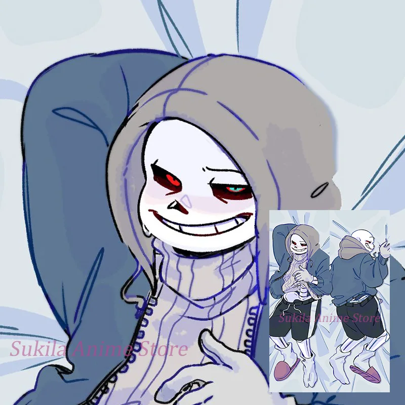 Dakimakura U-Undertale Sans أنيمي غطاء وسادة للجسم على الوجهين طباعة بالحجم الطبيعي المخدة
