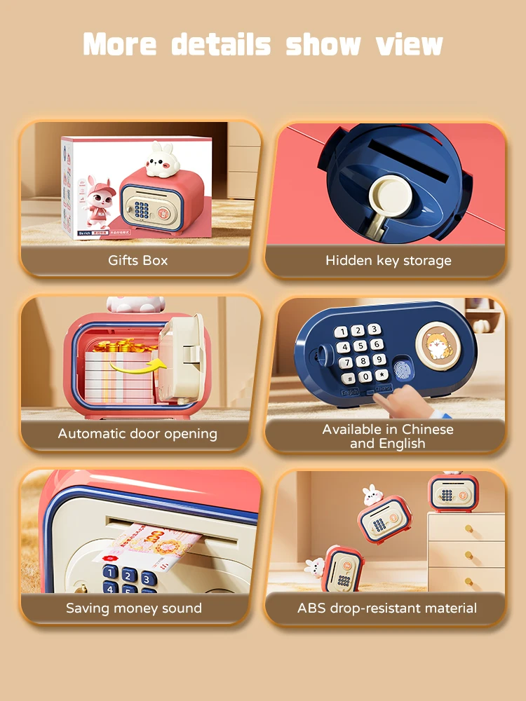 Elektroniczna skarbonka Pos Savings Piggy Bank Kids Deposit Machine Cash Coin Password Mini Safe ATM Money Box Education For Children Gifts