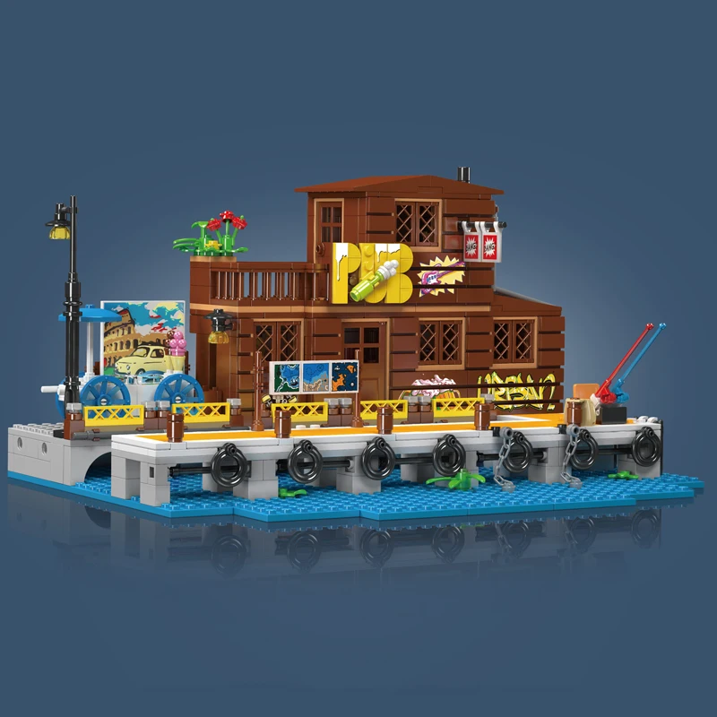 Mould King 10108 Streetview Building Block The Fishing House Model Assembly Brick Set Educational Kids Christmas Gifts Toys