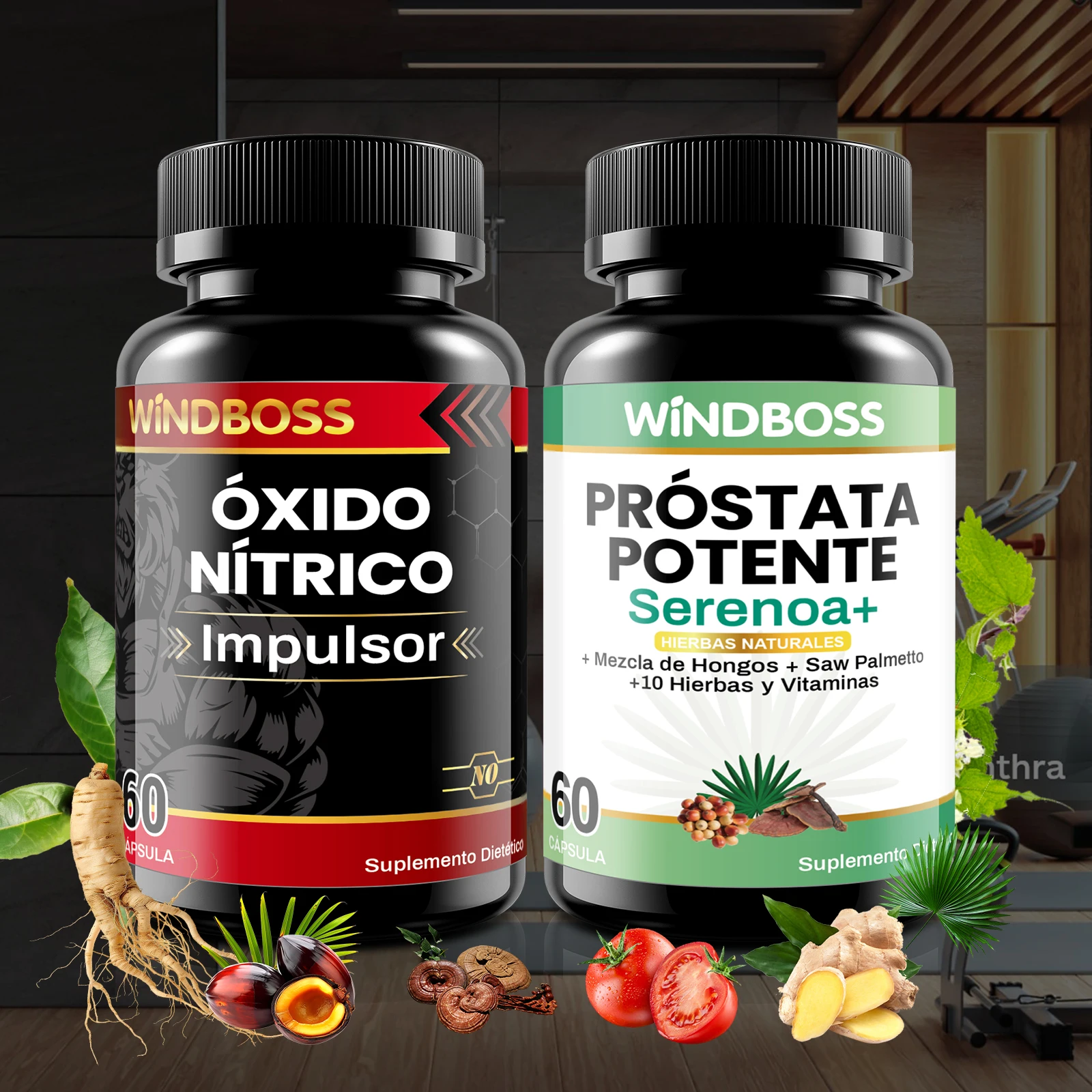 Windboss Cápsulas para Hombres | Apoyo para la Próstata, Vitalidad y Circulación | Con Saw Palmetto, L-Arginina, Maca y Zinc | Fórmula Natural – 2 Frascos