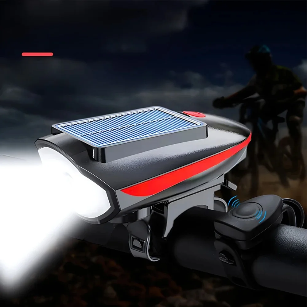 AliExpress cycle zone Solar Bicycle Light with Horn LED Bike Front Lamp Headlight for Bicycle MTB Mountain Road Bike Electric Bell Cycling Accessories