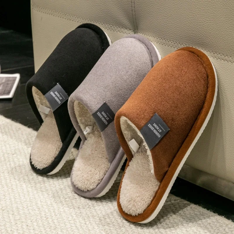 Winter Warme Slippers Mannen Huis Antislip Zachte Schoenen Comfortabele Platte Hak Thuis Indoor Slaapkamer Pluche Slippers Slaapkamer Vrouwelijke schoenen - afbeelding 2