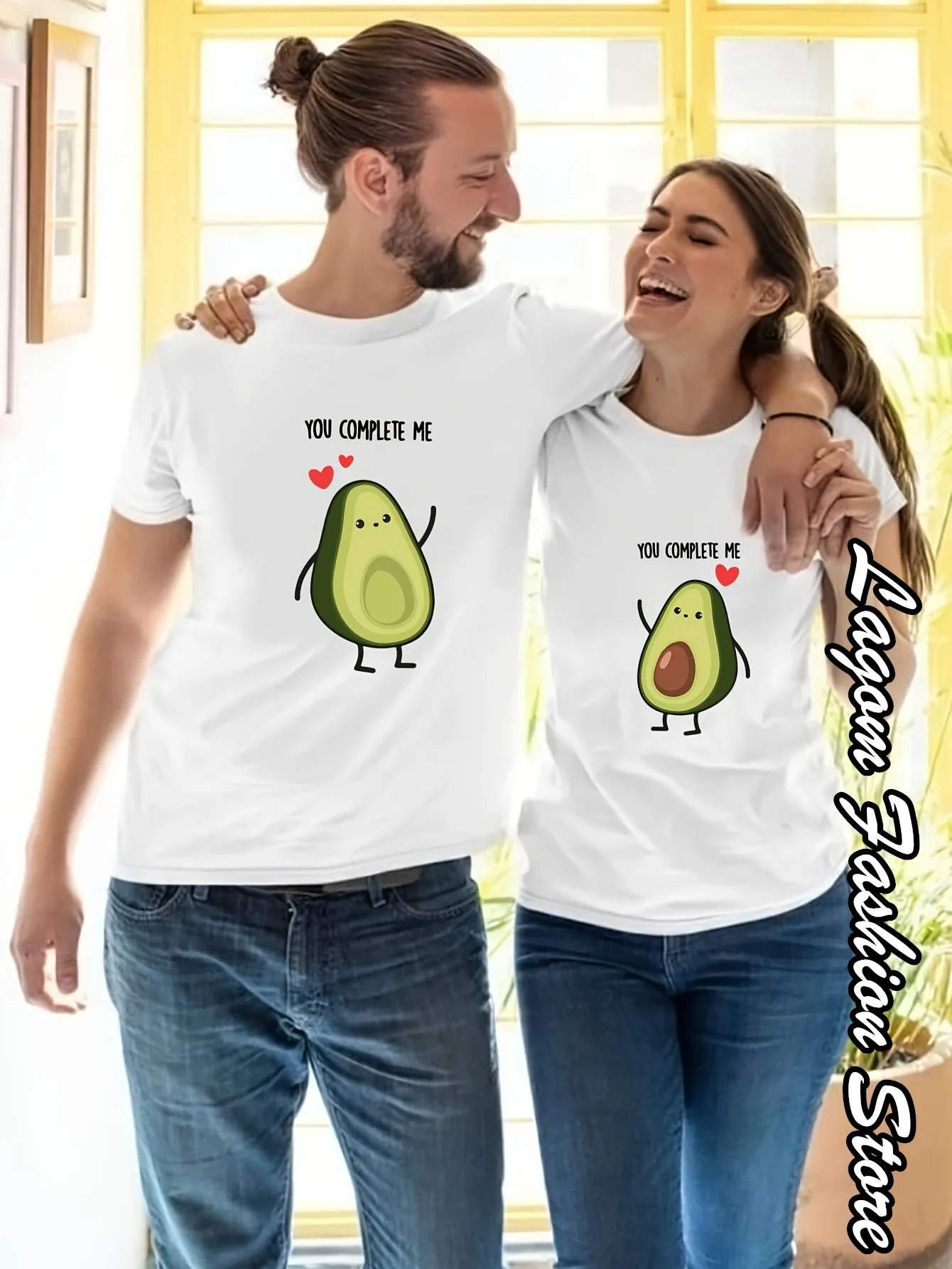 Couple Avocado T-Shirt Summer Men Women Lovers Fashion Cotton Tops Tees Valentine\'s Day Clothing You Complete Me Streetwear