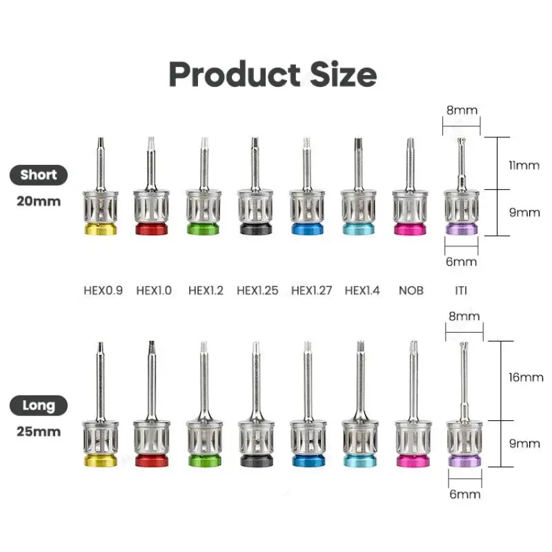 

Универсальный набор для протезирования зубных имплантатов: динамометрический ключ, отвертки, инструмент для снятия