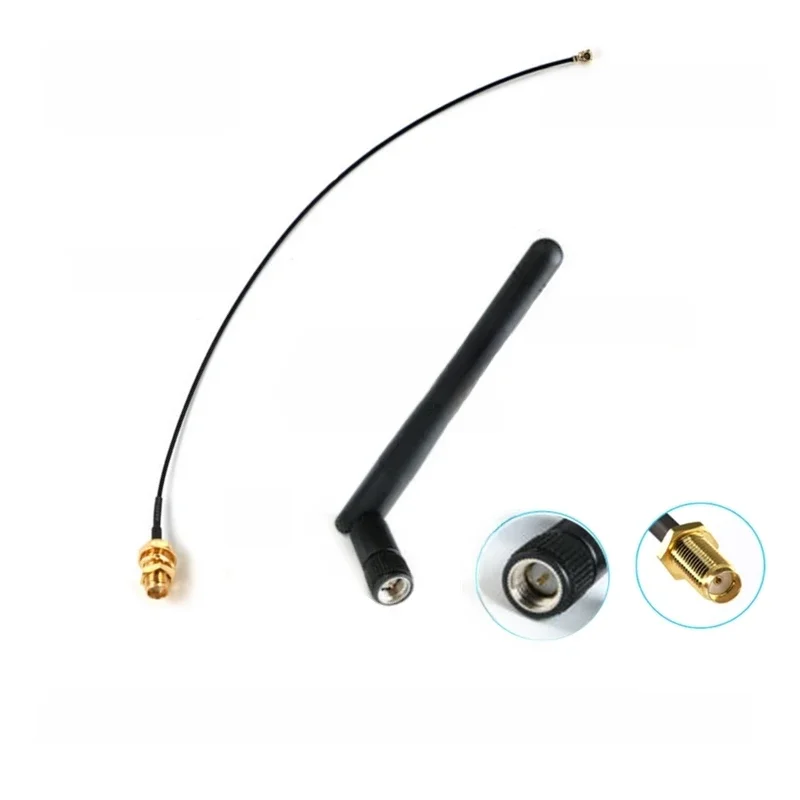 Antenne aérienne WiFi 2.4GHz 3dBi 2.4g, routeur sans fil mâle RP-SMA + 17cm PCI U.FL IPX vers RP SMA mâle, câble en queue de cochon ESP8266 ESP32