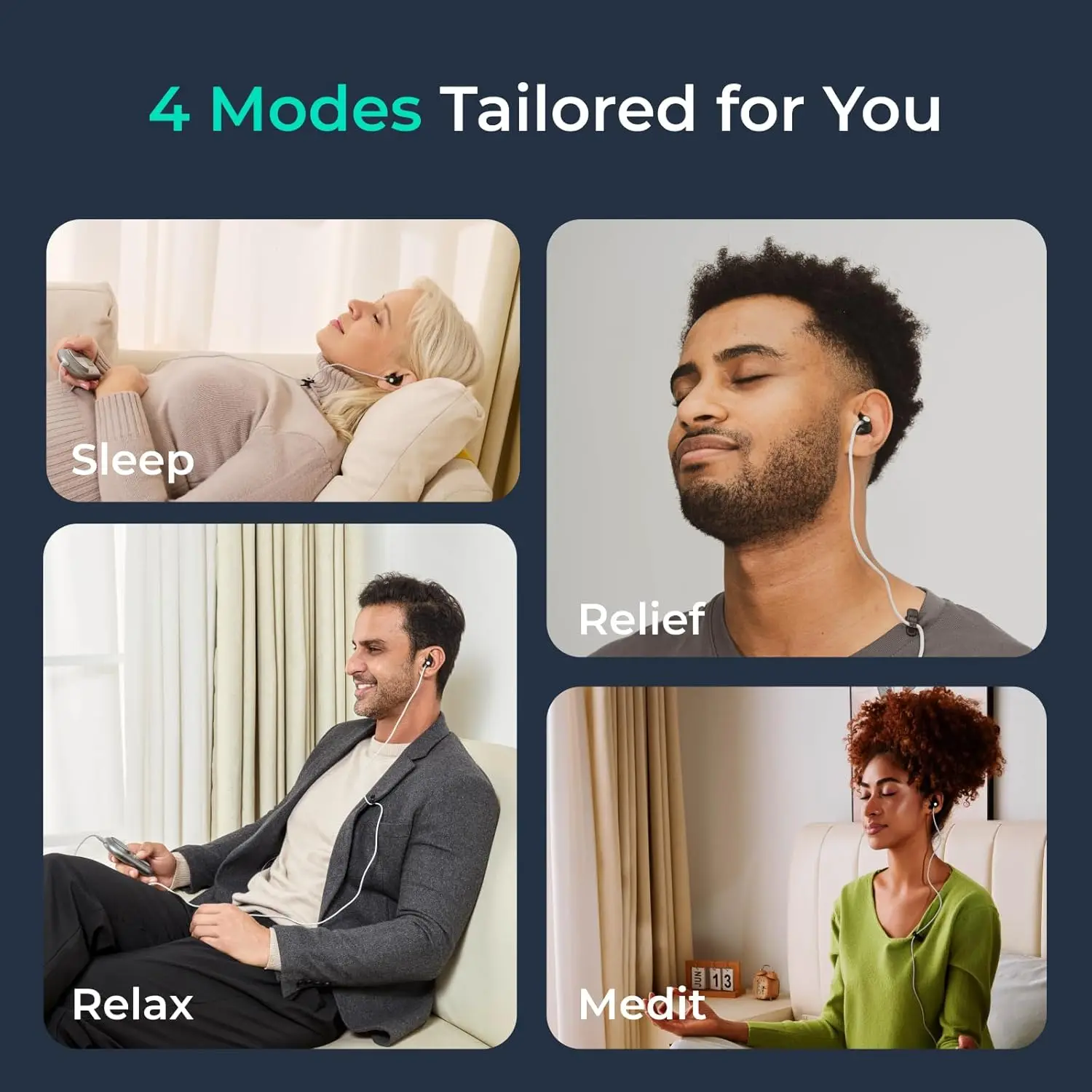 ZenoWell Luna Vagus zenuwstimulatie voor verlichting van slapeloosheid en angst |   Parasympathetische activering voor diepe slaap Emotionele balans