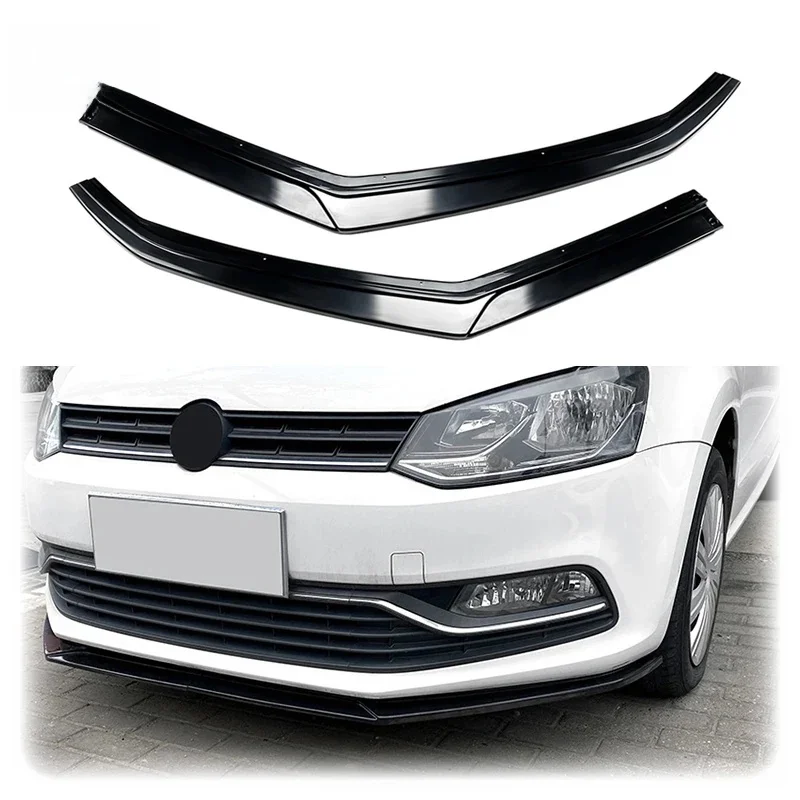 Pare-chocs avant de voiture noir brillant, séparateur inférieur, plaque de protection de lame, kit de couverture, Volkswagen VW POLO MK5 6R 6C 2009-2017
