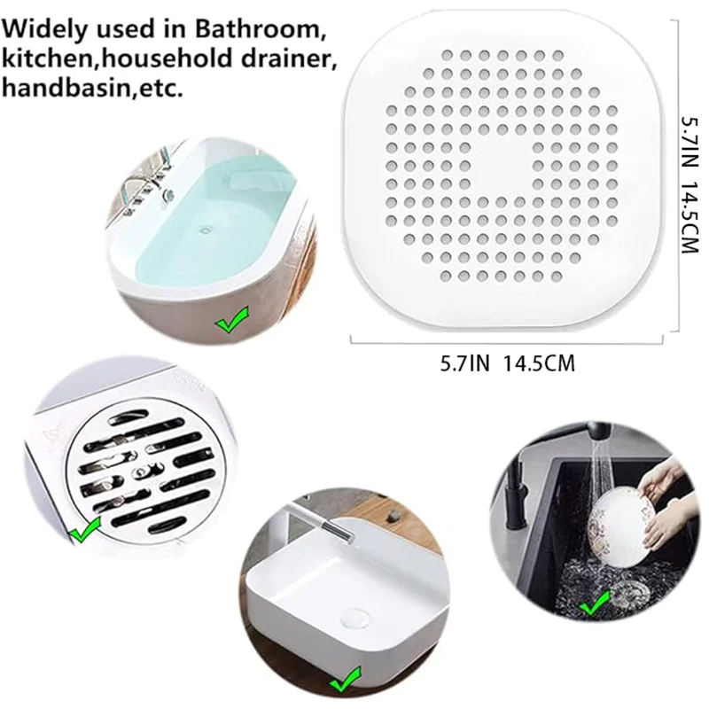 أغطية حوض الاستحمام المصنوعة من السيليكون - صائد الشعر، كتلة الرائحة، مناسبة عالمية للحمام والمطبخ والحوض، سهلة التنظيف، Reu