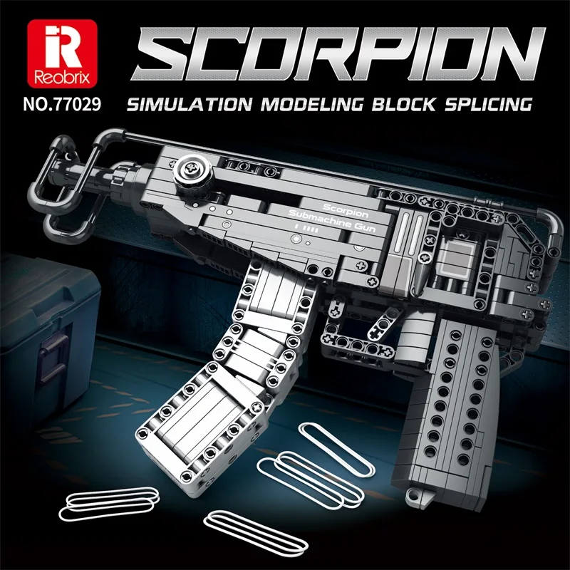 

Reobrix Blocks 566PCS SCORPION Military Model MOC Army Shooting Building Blocks Weapon DIY Toys For Kids And Adults