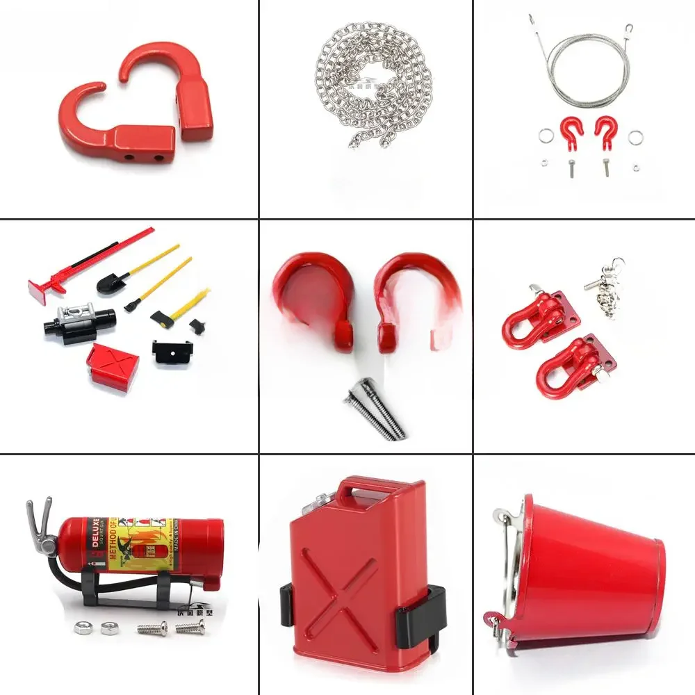 Manilles de crochet de chaîne de remorque de remorquage Rc, Mini réservoir de carburant, tambour d'huile pour voiture sur chenilles 1/10 Axial Scx10 D90 Cc01 D110 Tf2 Trax Trx4 Trx6