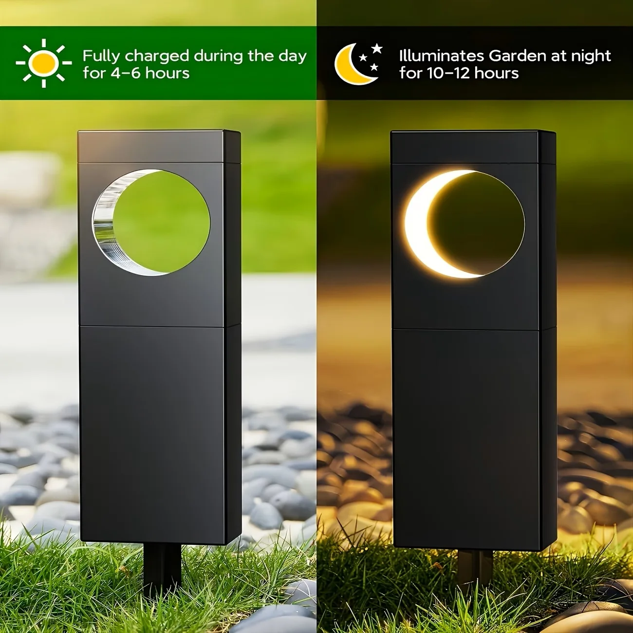2/6 Pack Solar Pathway Lights Outdoor Waterproof Bright Moon Auto On/Off Garden Light for Yard Patio Porch Lawn Outside Decor Lighting