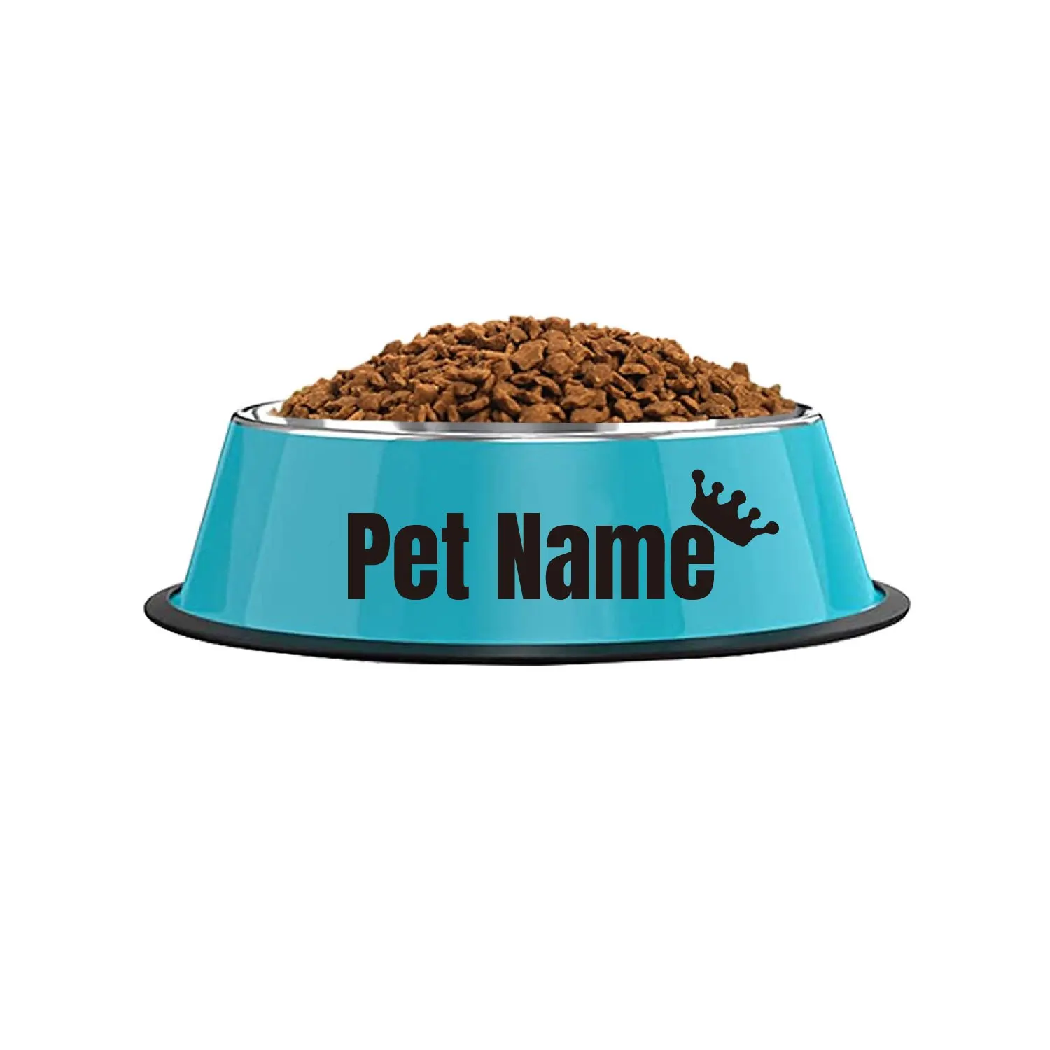 Customizable Stainless Steel Dog & Cat Bowl - Non-Slip, Personalized Pet Food Dish with Your Choice of Name, Colorful Bone & Paw