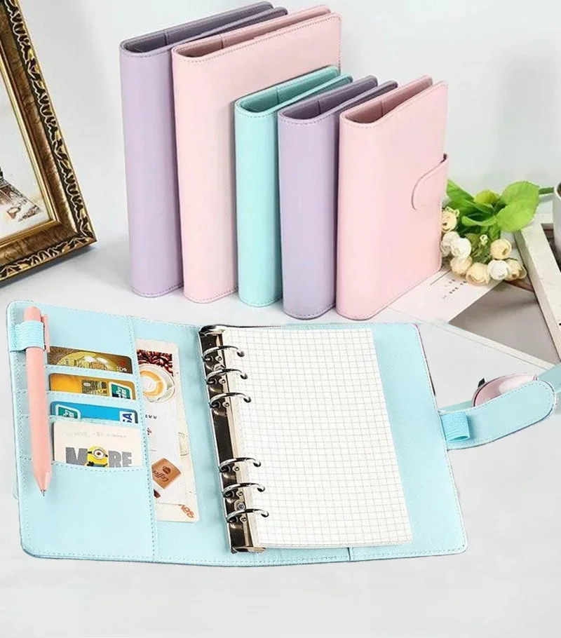 Kolor makaronu A6/A5 PU skóra DIY segregator okładka notesu pamiętnik Agenda Planner okładka papierowa szkolne artykuły papiernicze — zdjęcie produktu 7
