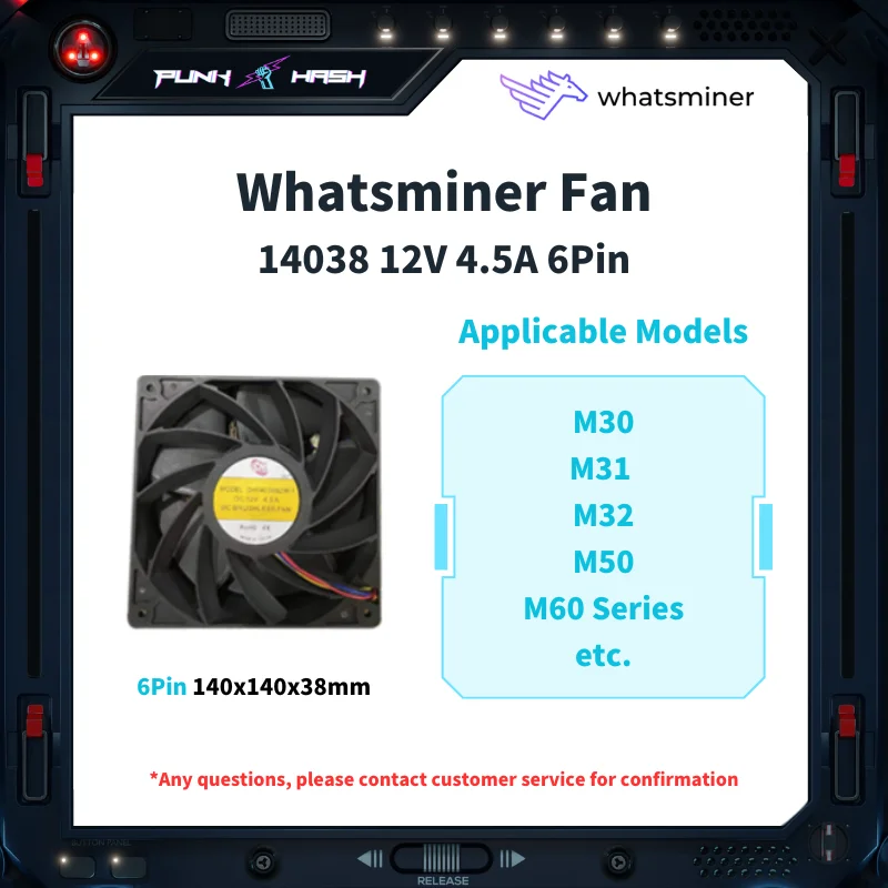 

Whatsminer KZ14038B012U 14038 14cm fan for m20 m30s asic fan 6wire 6Pin DC 12v 7.2a 140X38mm 140mm 7500rpm cooling fans