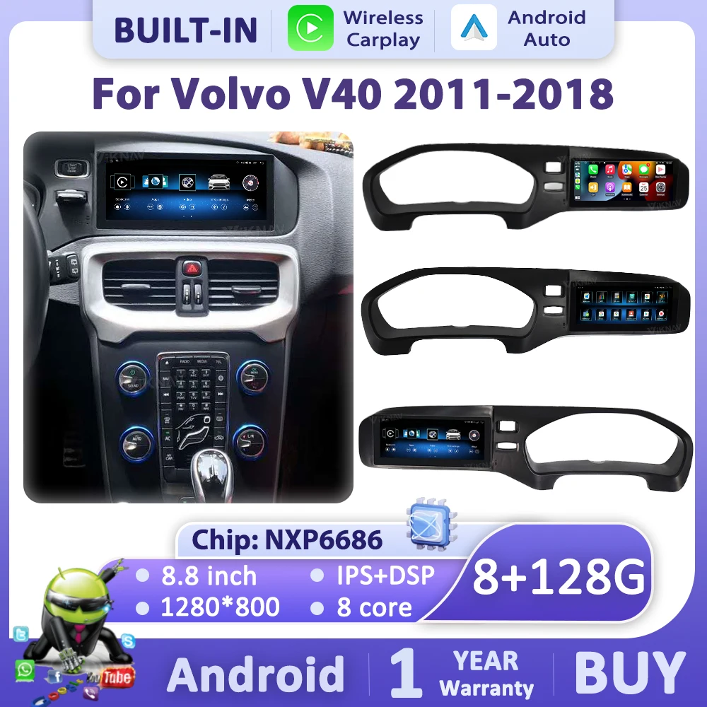 Upgrade Android Car Radio For Volvo V40 2011-2018 Multimedia Player GPS Navigation DVD Apple Wireless Carplay WIFI Auto Stereo